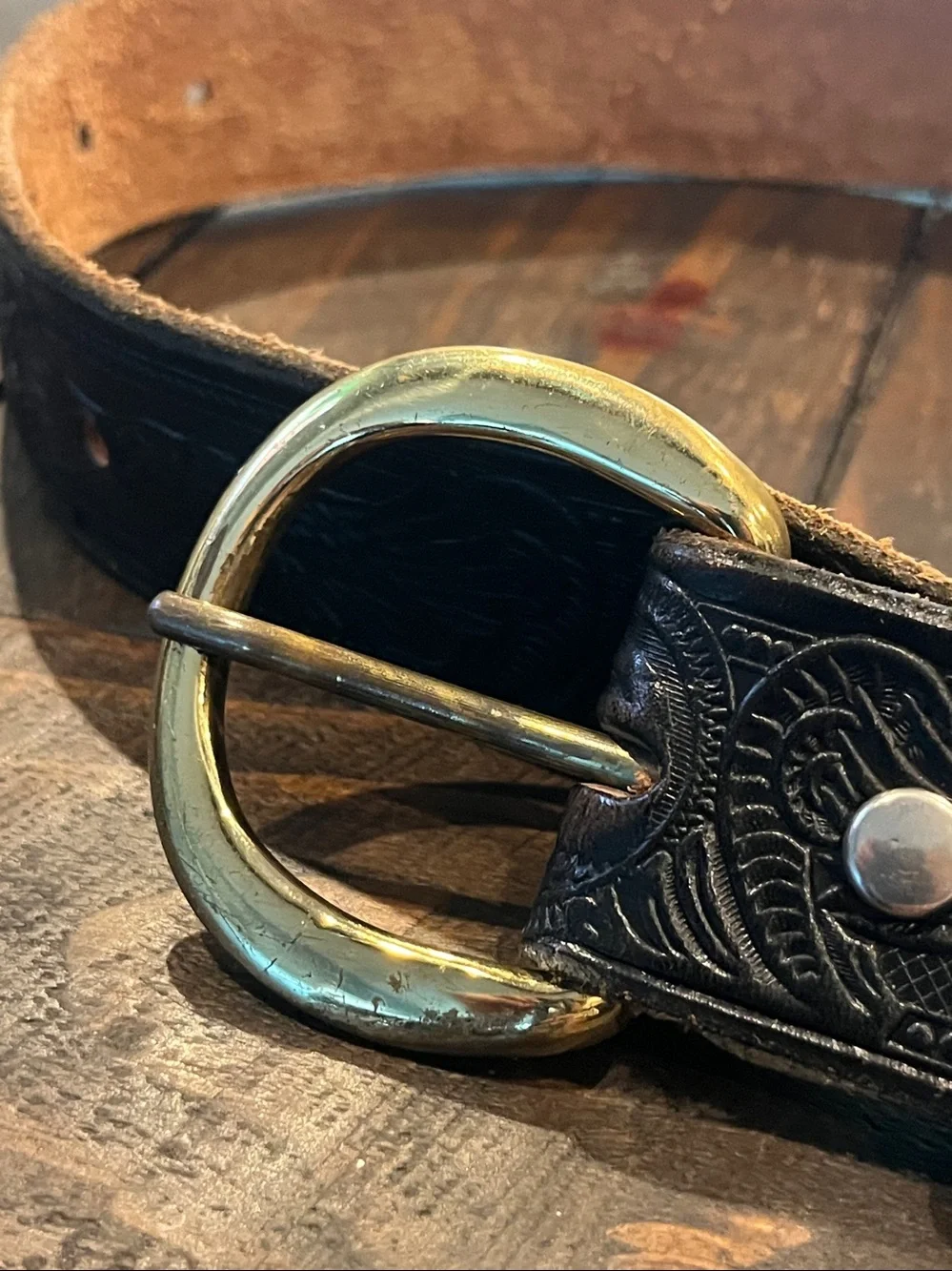 Vintage Leather Western Eagle Belt